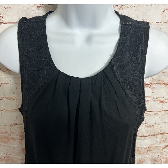 Ann Taylor LOFT Black Blouse Sleeveless Blouse Sz XS Lace Overlay Top - Picture 4 of 7